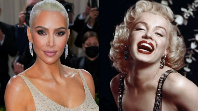 Kim Kardashian souriante, Marilyn Monroe riant