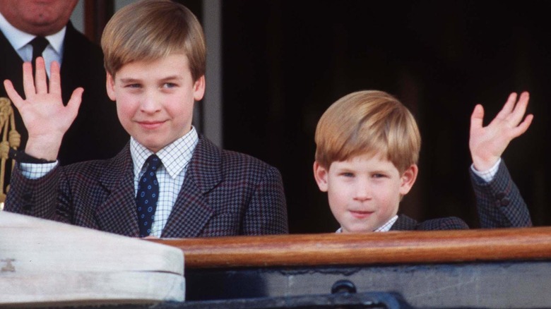 Le jeune Prince William Prince Harry agitant