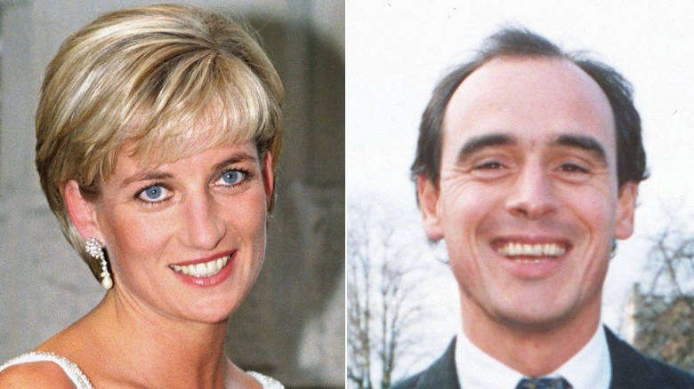 La princesse Diana et James Gilbey photographiés séparément, tous deux souriants