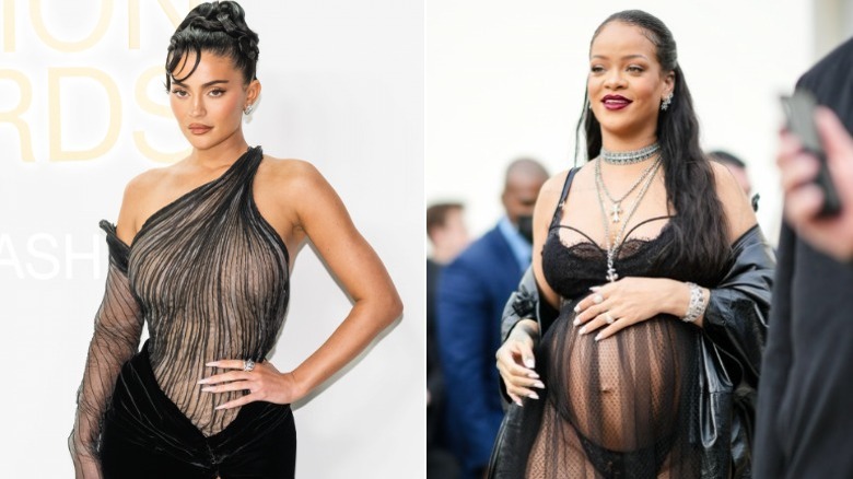 Kylie Jenner et Rihanna portant des tenues entièrement noires