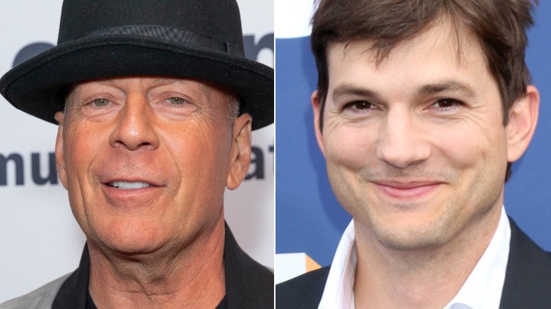 Bruce Willis; Ashton Kutcher souriant