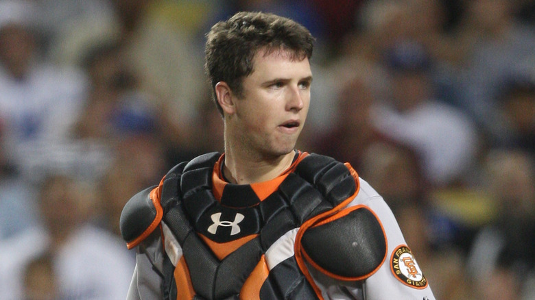 Buster Posey en tenue de receveur