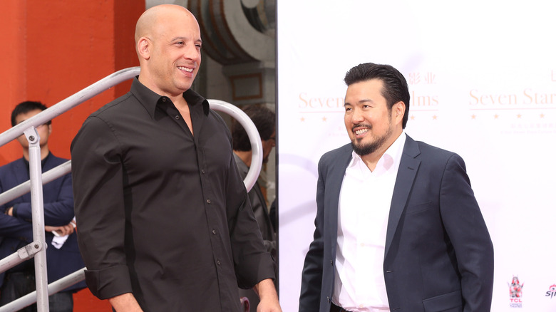 Vin Diesel et Justin Lin rient