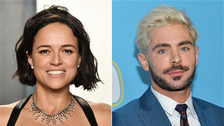 Michelle Rodriguez souriante ; Barbe sportive de Zac Efron