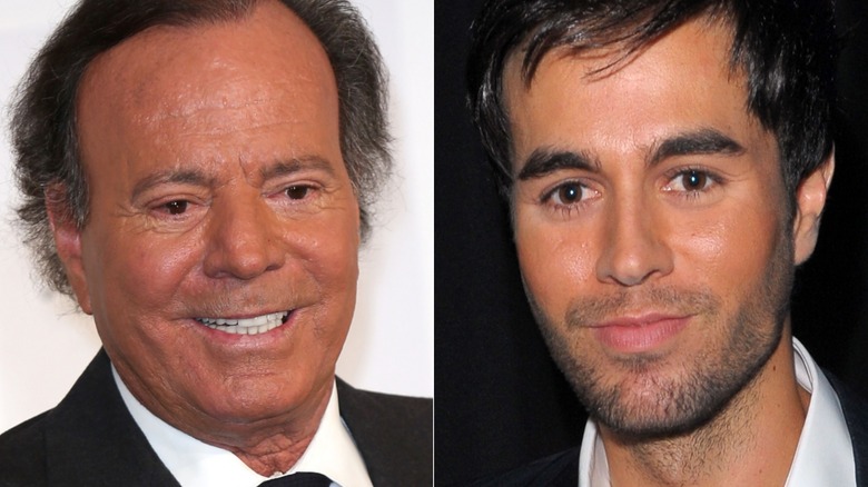 Julio et Enrique Iglesias souriant en image fractionnée