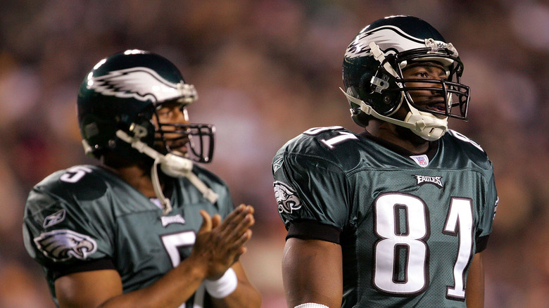 Terrell Owens et Donovan McNabb sur le terrain 