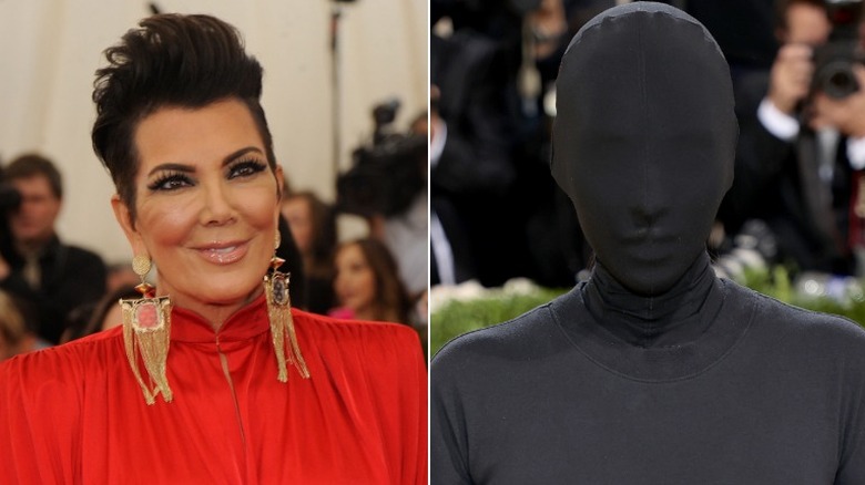 Kris Jenner énormes boucles d'oreilles en or Kim Kardashian masque noir