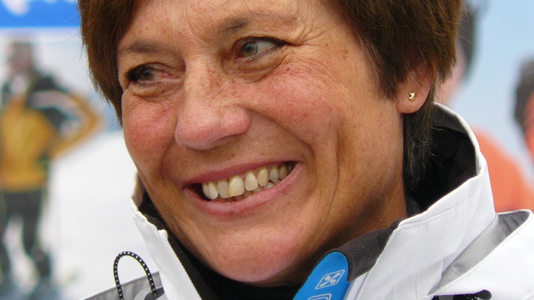 Rosi Mittermaier souriant à Francfort 2008