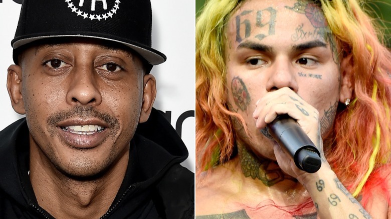 Gillie Da Kid portant une casquette noire, Tekashi 6ix9ine en spectacle