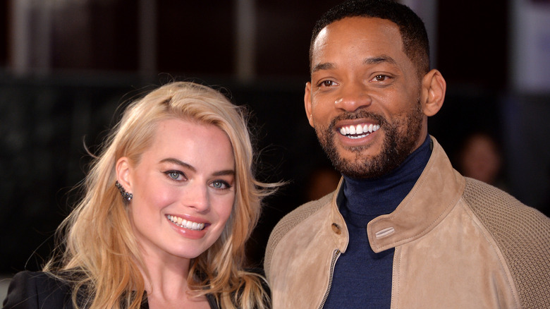 Margot Robbie et Will Smith souriant