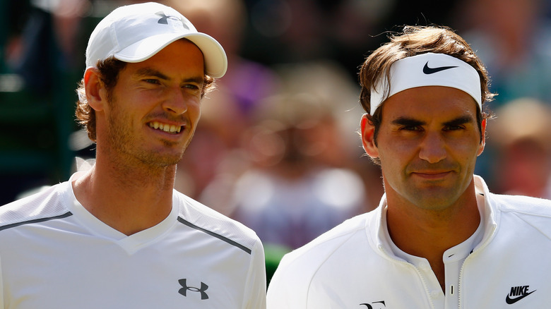 Roger Federer et Andy Murray sur le terrain