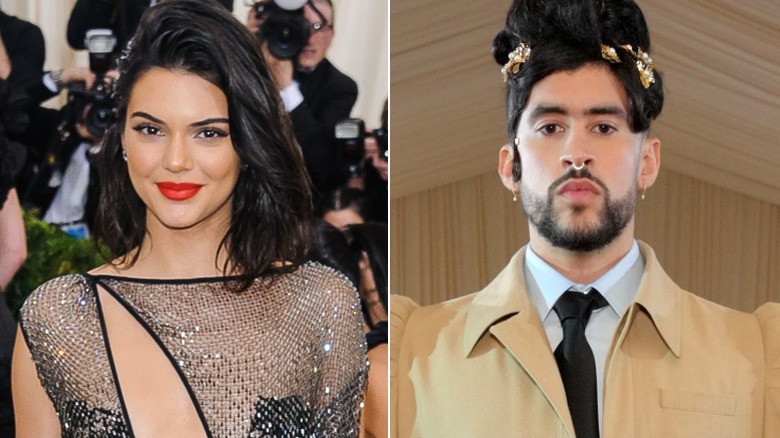 Kendall Jenner et Bad Bunny posant, image composite