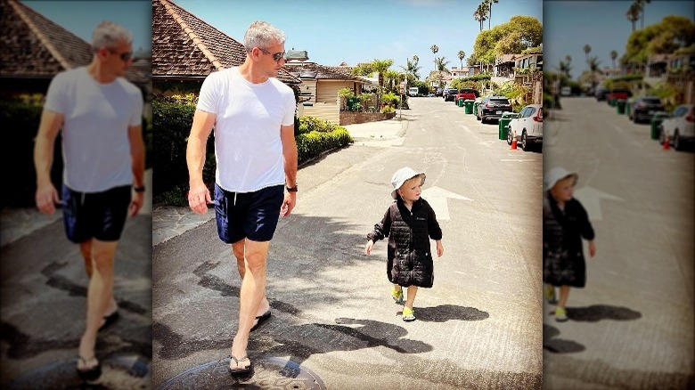 Ant Anstead marche avec Hudson dans la veste de Renee Zellweger