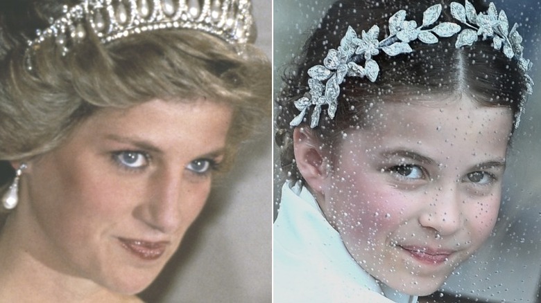 Diadème de la princesse Diana, image divisée du bandeau en diamant de la princesse Charlotte