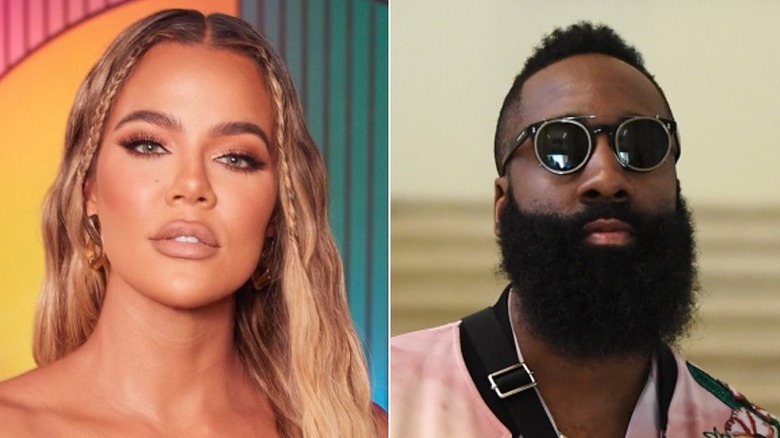 Khloe kardashian; James Harden posant