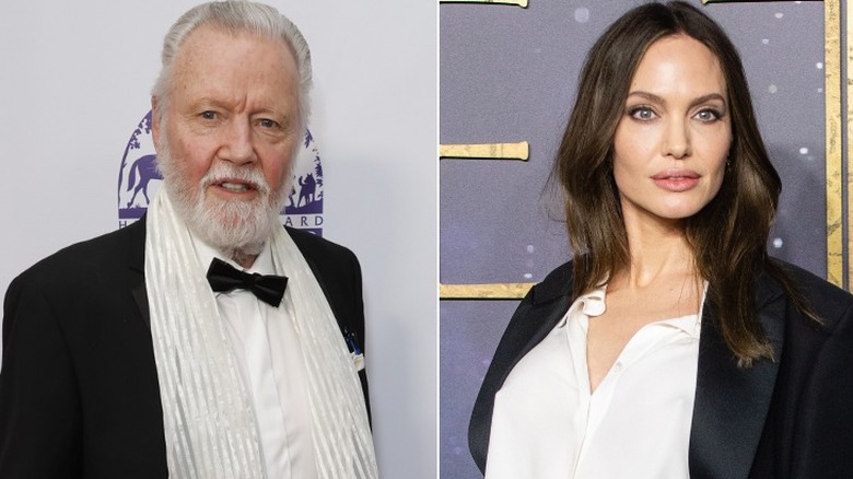 Jon Voight; Angelina Jolie pose 