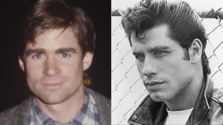 Le jeune Treat Williams posant, John Travolta avec une banane "Grease"