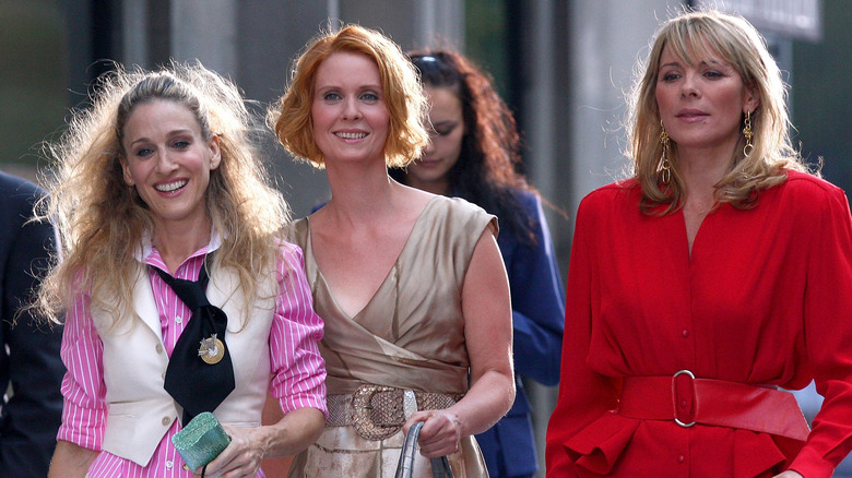 Sarah Jessica Parker, Cynthia Nixon et Kim Cattrall sur le tournage de Sex and the City