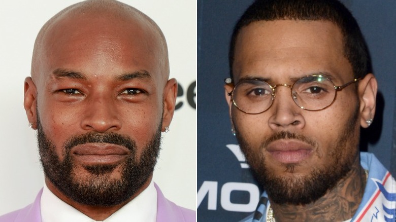 Tyson Beckford, à gauche, et Chris Brown, à droite