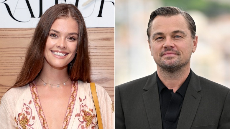 Nina Agdal et Leonardo DiCaprio souriants