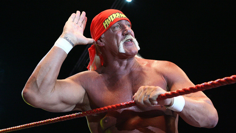 Hulk Hogan dans le ring, posant