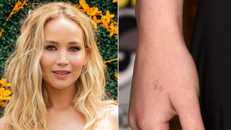 Tatouage d'image divisée de Jennifer Lawrence