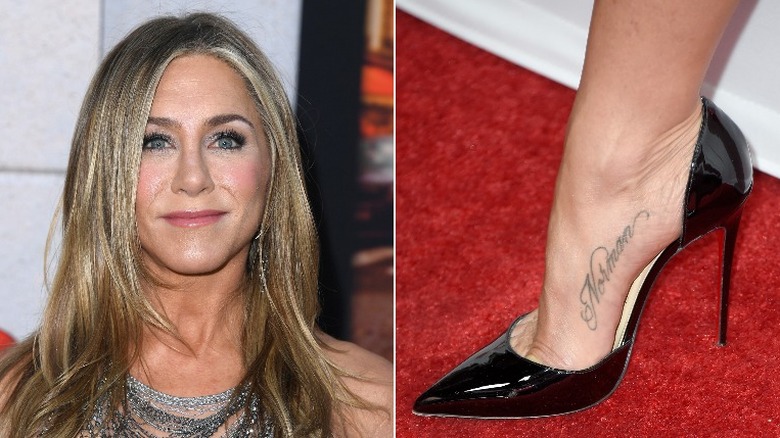 Tatouage d'image divisée de Jennifer Aniston