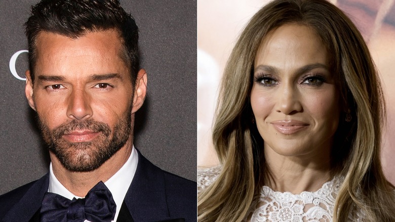 Ricky Martin; Jennifer Lopez posing