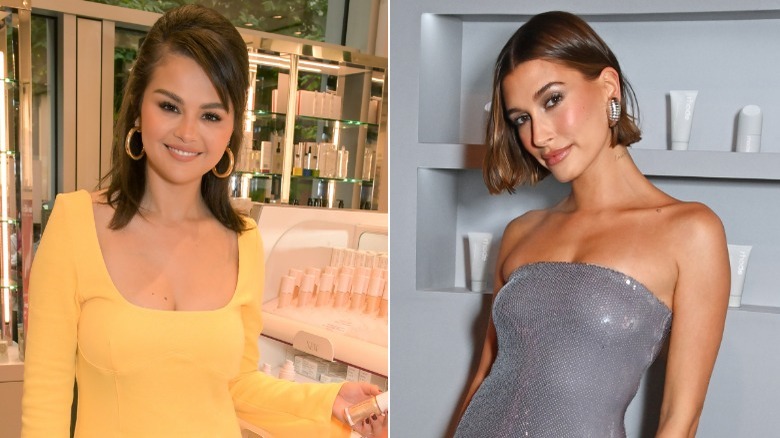 Photos côte à côte de Selena Gomez et Hailey Bieber souriantes