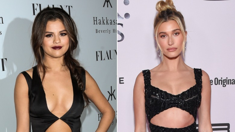 Photos côte à côte de Selena Gomez et Hailey Bieber posant