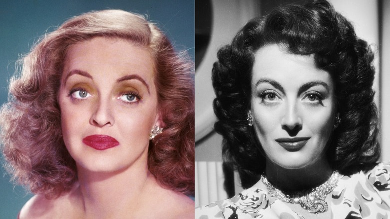 Bette Davis posant et Joan Crawford souriante