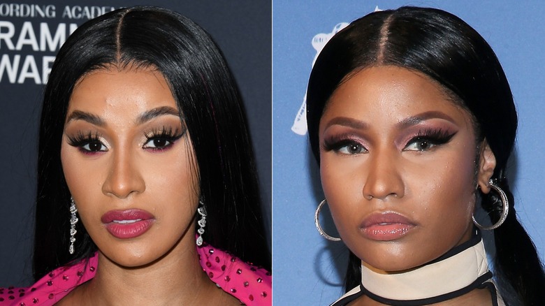 Cardi B posant et Nicki Minaj posant