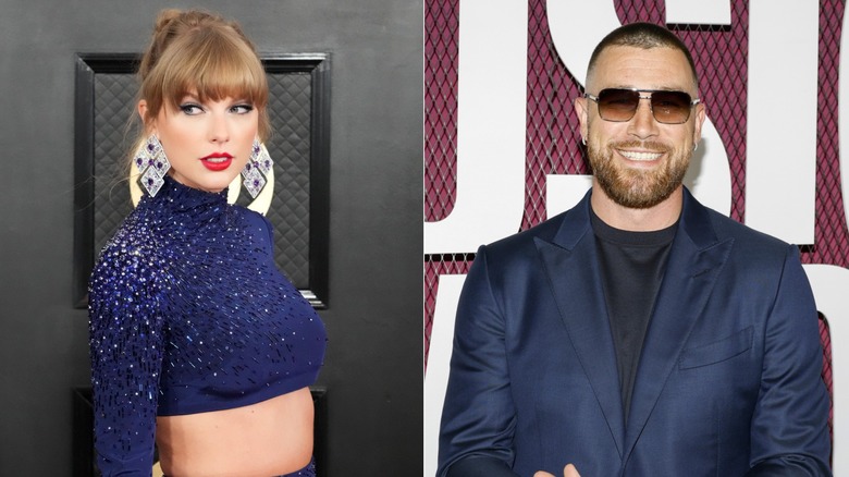 Taylor Swift porte des boucles d'oreilles tendance, Travis Kelce porte des lunettes de soleil