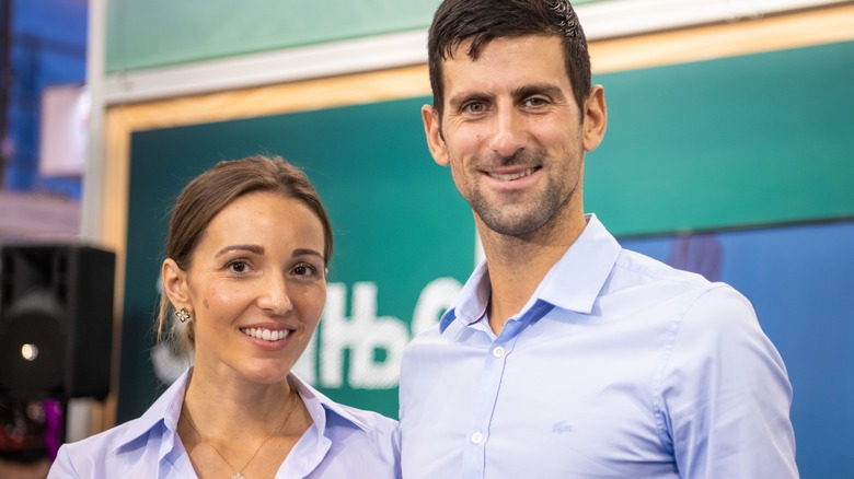 Jelena et Novak Djokovic souriants