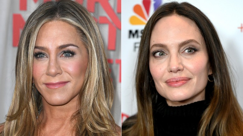 Jennifer Aniston souriante, Angelina Jolie souriante