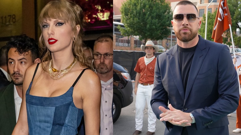 Taylor Swift et Travis Kelce posant