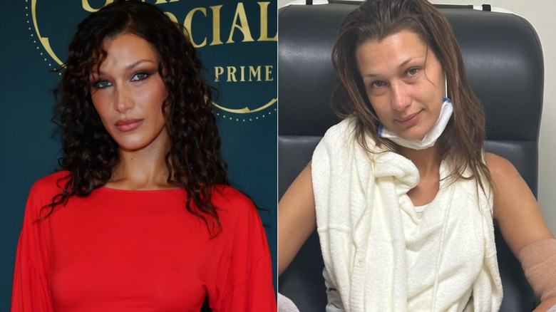 Bella Hadid avec, sans maquillage