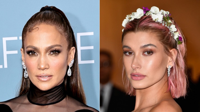 Jennifer Lopez, à gauche, et Hailey Bieber, à droite