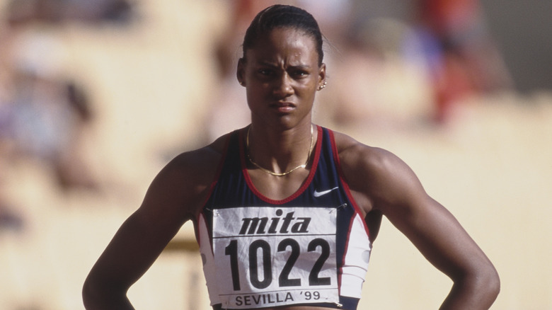 Marion Jones semble concentrée