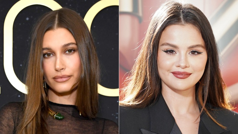 Hailey Bieber, à gauche, et Selena Gomez, à droite