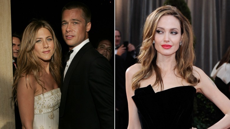 Jennifer Aniston, Brad Pitt et Angelina Jolie souriantes