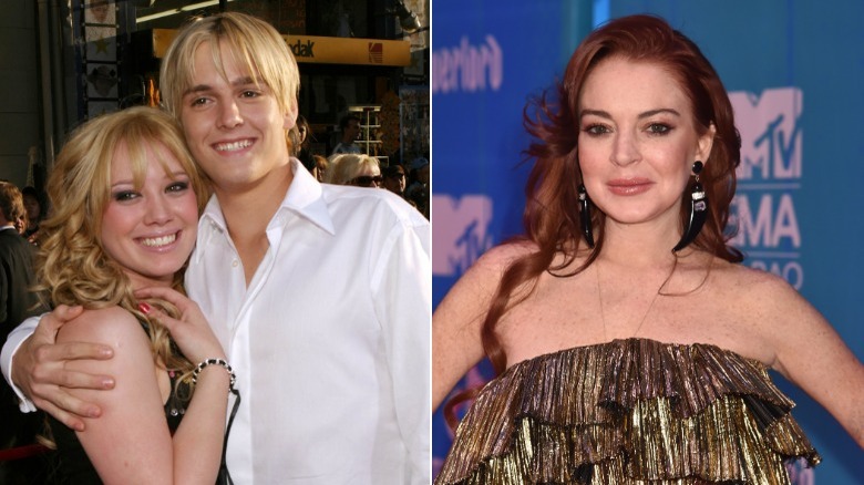 Hilary Duff, Aaron Carter et Lindsay Lohan souriants