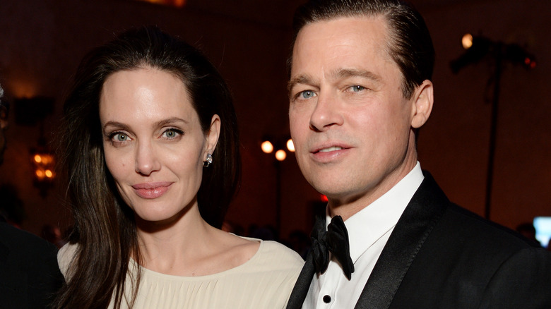 Angelina Jolie et Brad Pitt posant