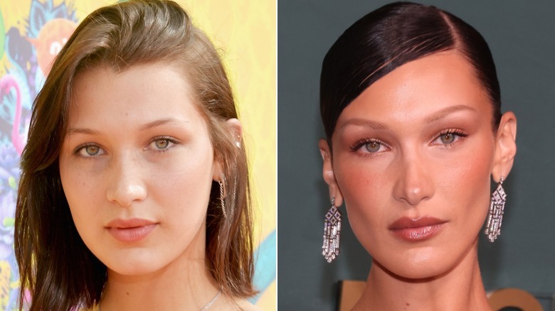 Image divisée de Bella Hadid posant pour des photos