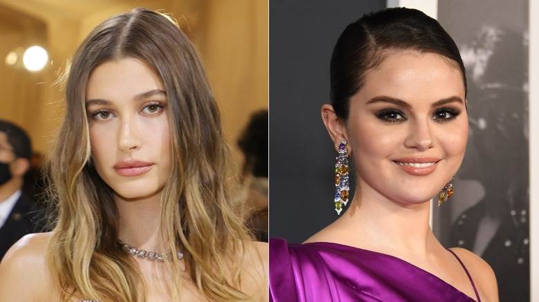 Hailey Bieber, à gauche, et Selena Gomez, à droite