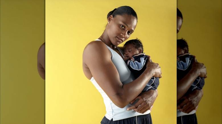 Marion Jones avec son premier fils