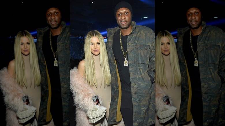 Khloé Kardashian et Lamar Odom posant