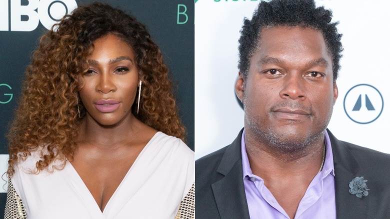 Serena Williams posant sur le tapis rouge et LaVar Arrington posant sur le tapis rouge