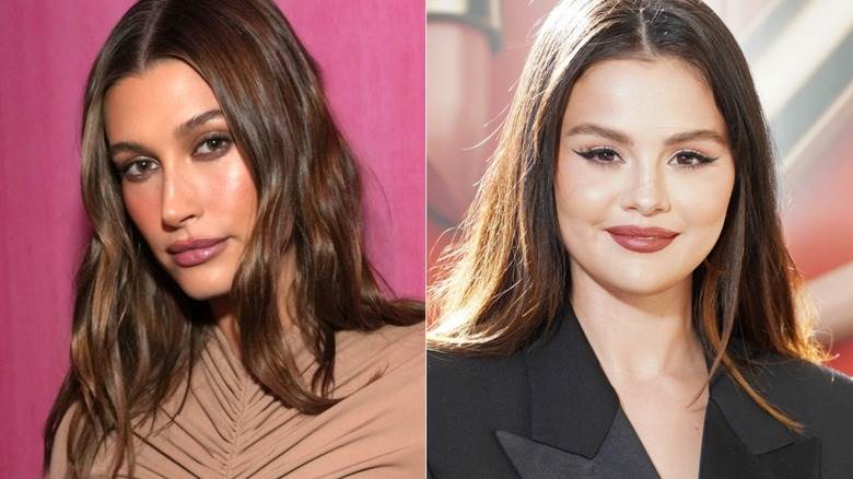 Hailey Bieber regarde, Selena Gomez sourit