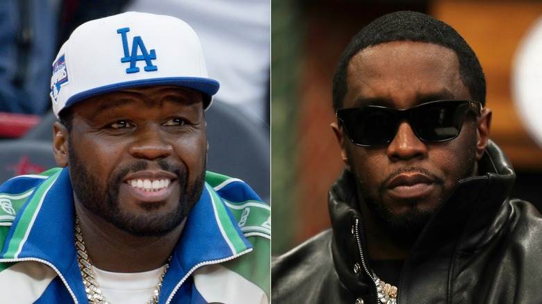 50 Cent souriant et Diddy posant